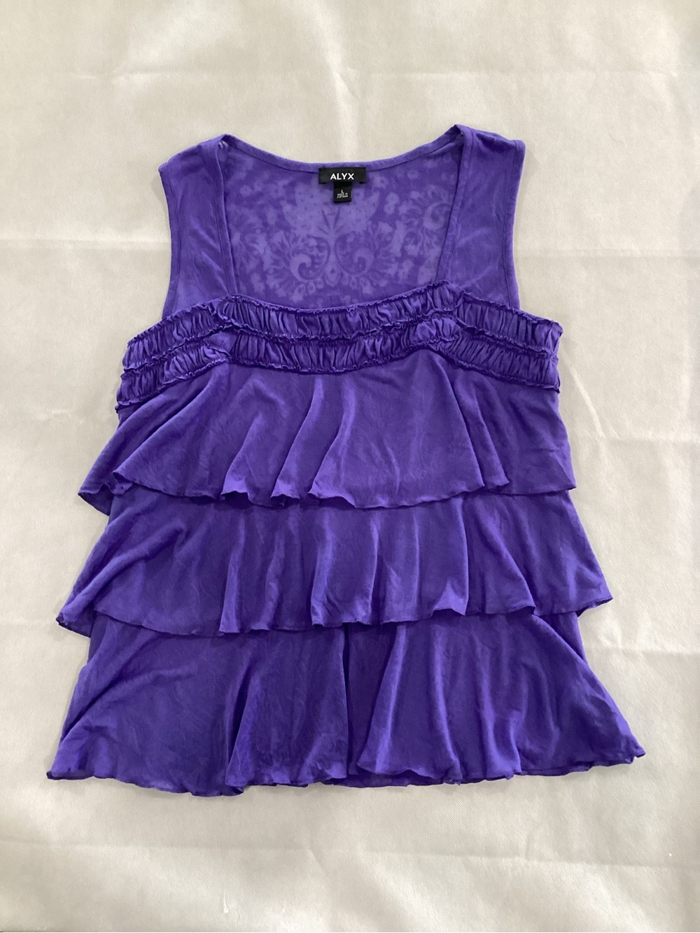 Alyx Purple Ruffle Side Tank Top size Large 8/22